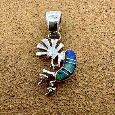 Navajo Inlay Kokopelli Pendant By Victor Lewis 5.8g