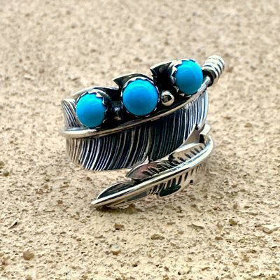 Navajo Feather Ring By Joe Mace Size M-N