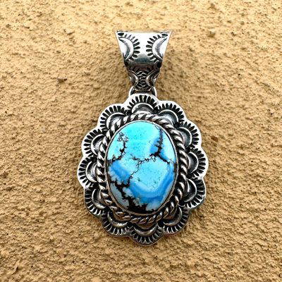 Navajo Golden Hills Turquoise Pendant By Kevin Ramone 6.1g