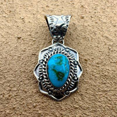 Navajo Royston Turquoise Pendant By Kevin Ramone 4.7g
