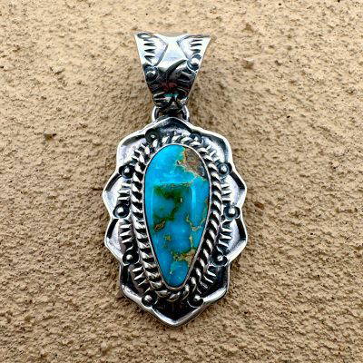 Navajo Royston Turquoise Pendant By Kevin Ramone 5.3g