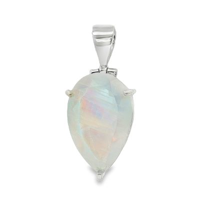 Moonstone - Rainbow Pear Drop Claw Set Pendant 7.9g