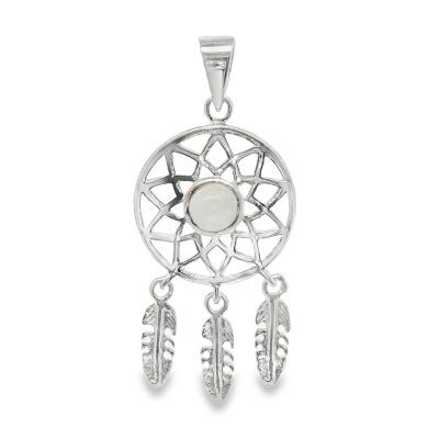 Moonstone - Rainbow Dream Catcher Pendant 2.2g