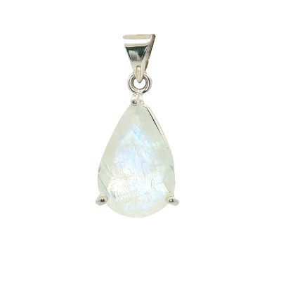 Moonstone - Rainbow Pear Drop Claw Set Pendant 4.7g