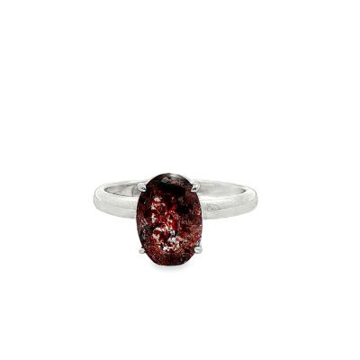 Brookite In Quartz Oval Claw Set Ring Size R