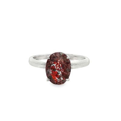 Brookite In Quartz Oval Claw Set Ring Size R