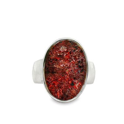Brookite In Quartz Oval Ring Size O