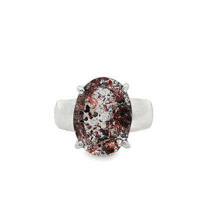Brookite In Quartz Oval Claw Set Ring Size S