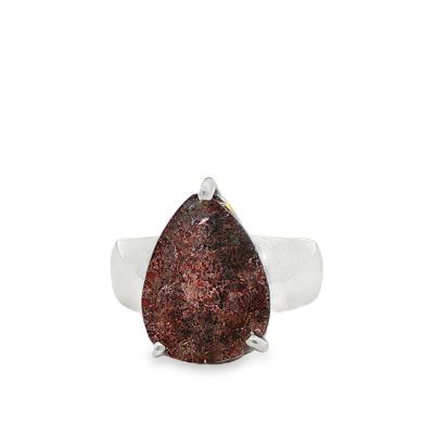 Brookite In Quartz Pear Drop Ring Size O