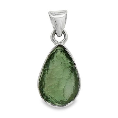 Moldavite Raw Pear Drop Pendant 1.7g