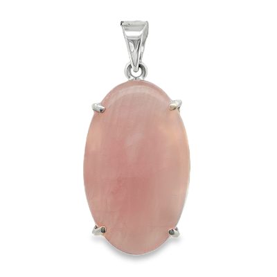 Rose Quartz Oval Claw Set Pendant 10.8g