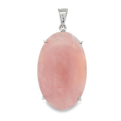 Rose Quartz Large Oval Claw Set Pendant 21.7g