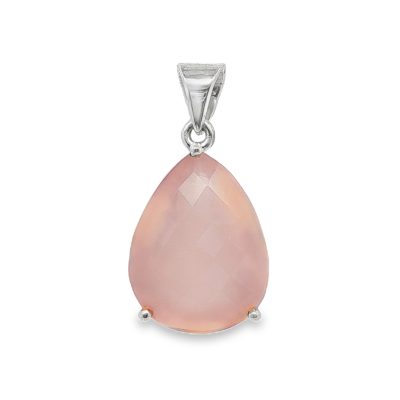 Rose Quartz Pear Drop Faceted Pendant 7.7g