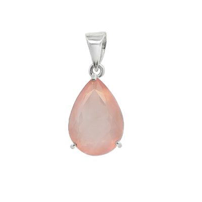 Rose Quartz Pear Drop Faceted Pendant 5.3g