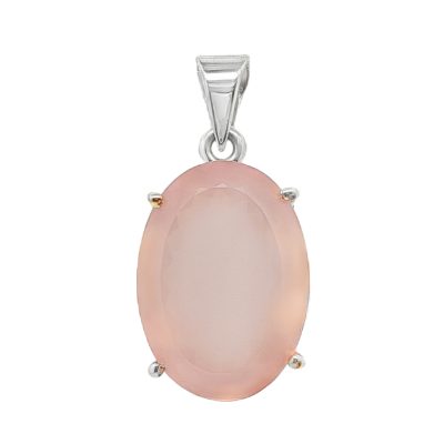 Rose Quartz Oval Faceted Pendant 11.5g