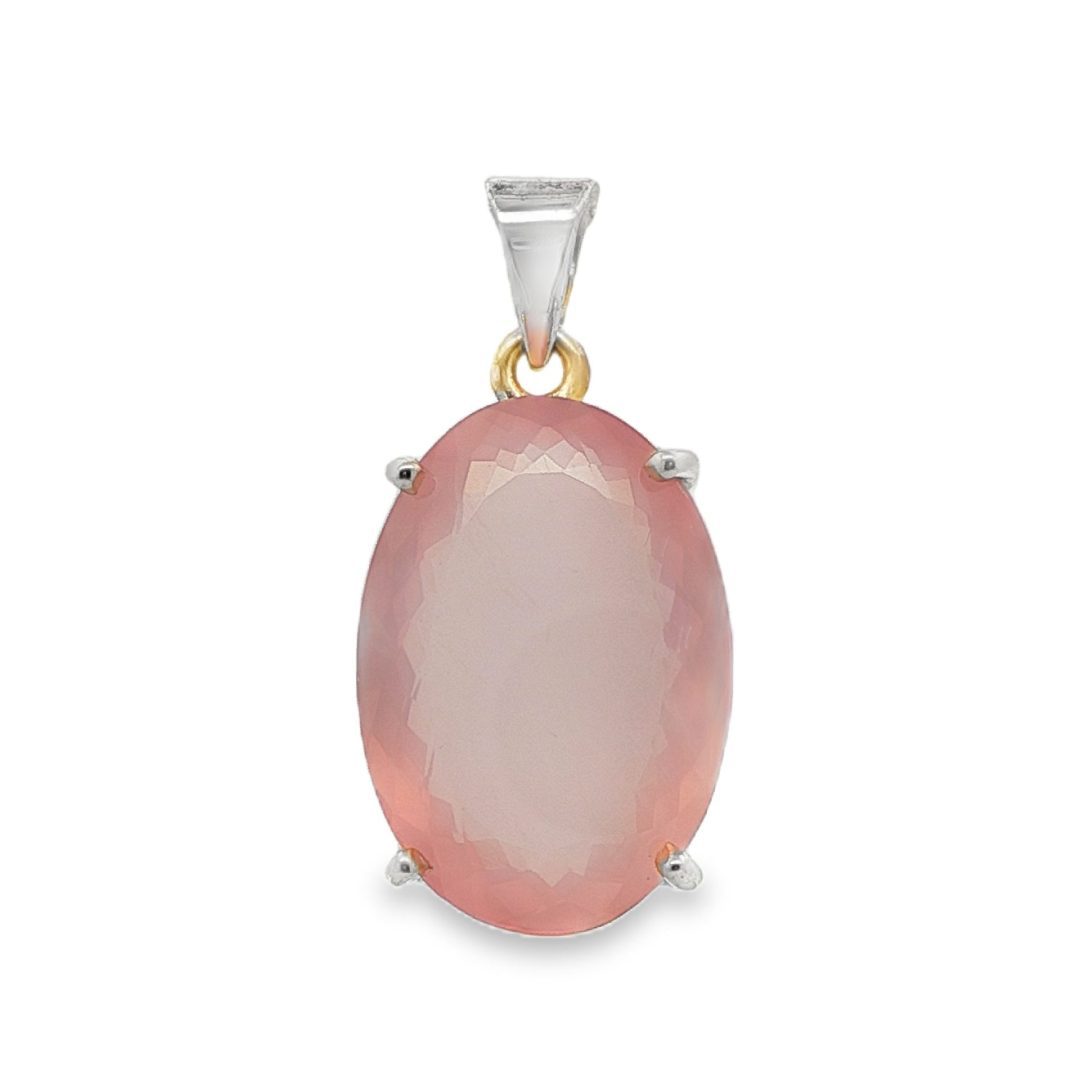 Rose Quartz Oval Faceted Pendant 12.2g