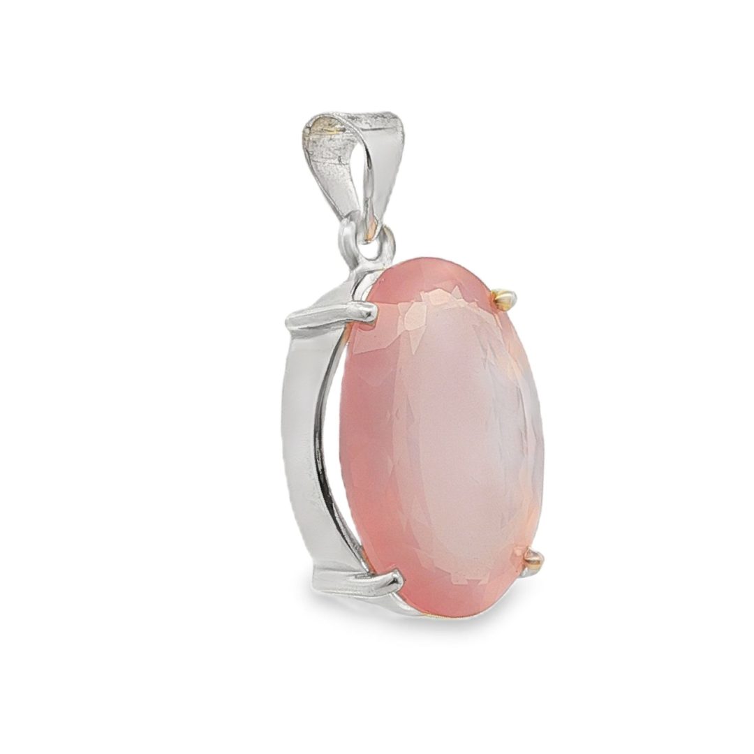 Rose Quartz Oval Faceted Pendant 12.2g - Image 2