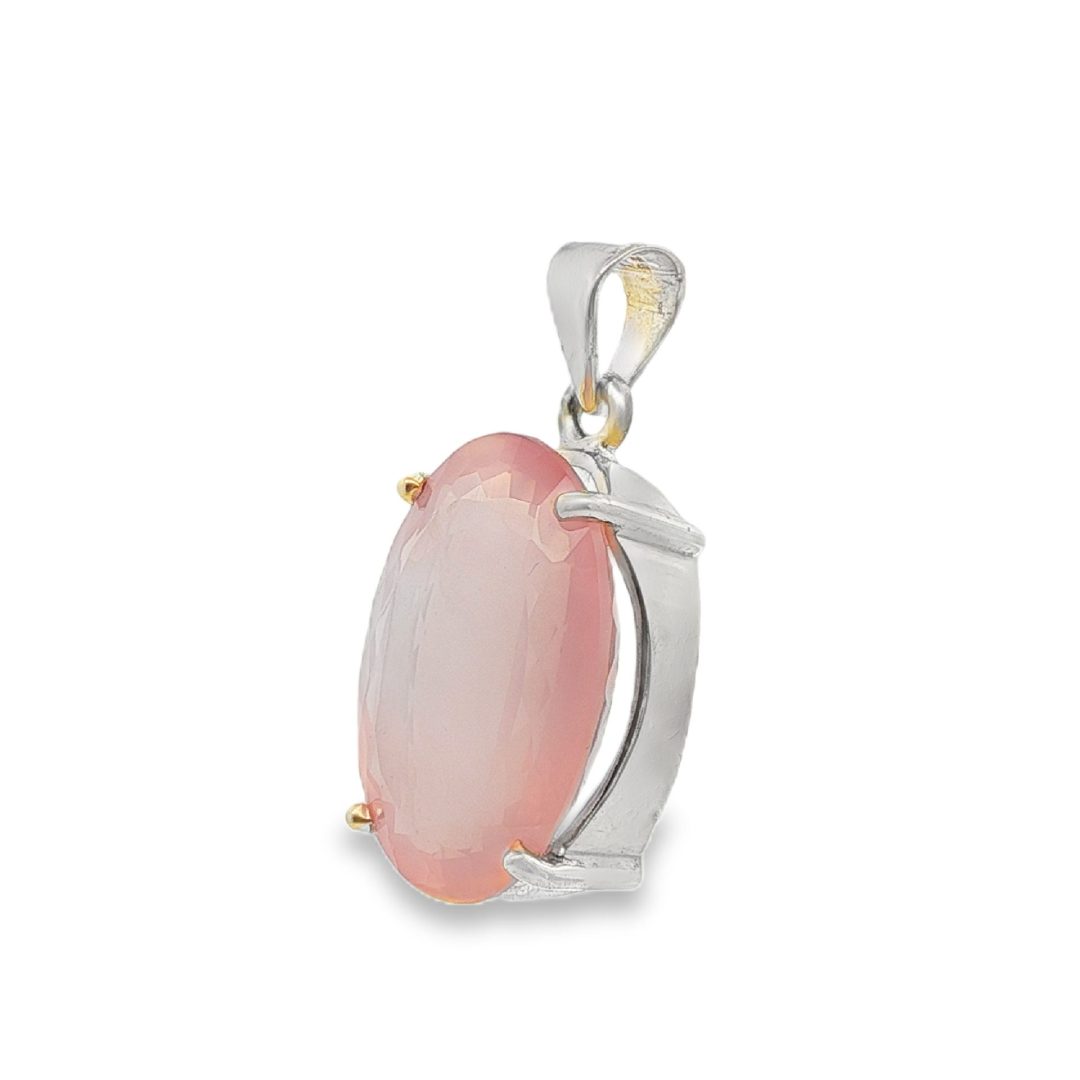 Rose Quartz Oval Faceted Pendant 12.2g - Image 3