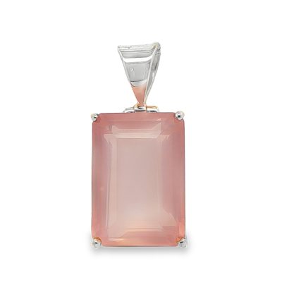Rose Quartz Rectangular Faceted Pendant 11.8g