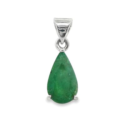 Emerald Pear Drop Claw Set Pendant 2.2g