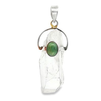 Emerald & Quartz Point Pendant 9.1g