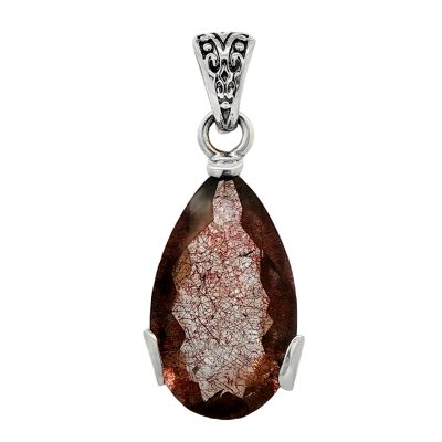 Brookite In Quartz Pear Drop Pendant 4.5g