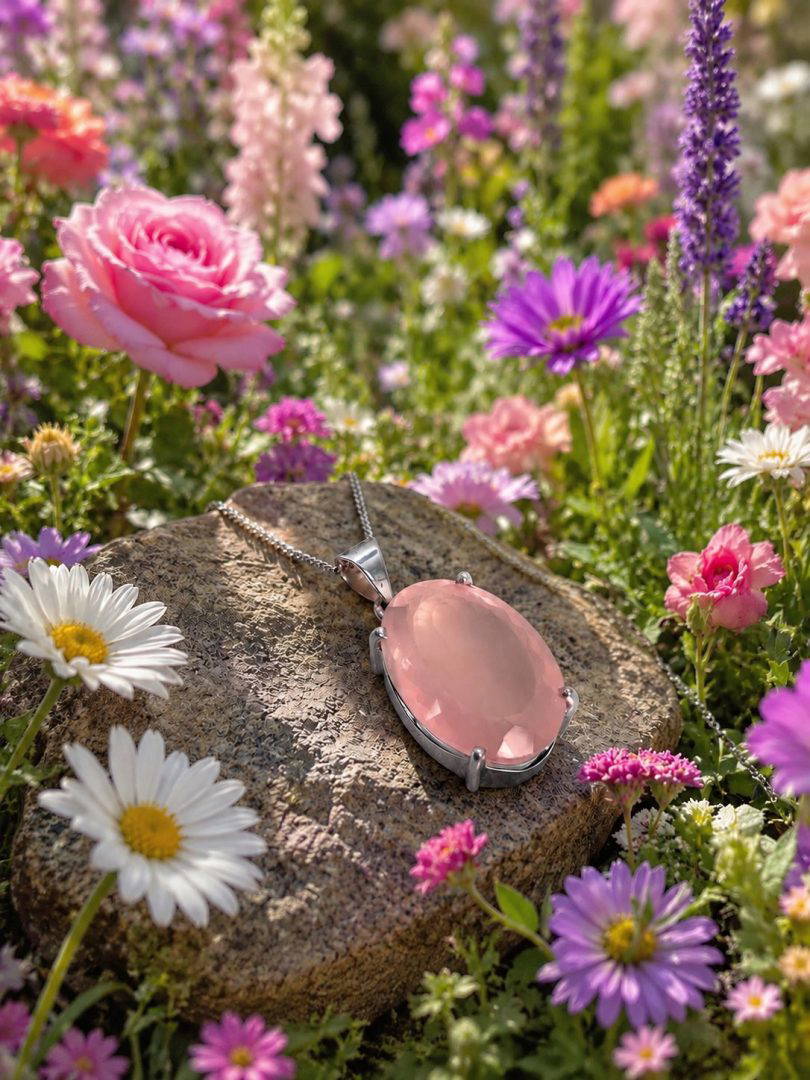 Rose Quartz Oval Faceted Pendant 12.2g - Image 5