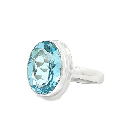 Blue Topaz Oval Ring Size M