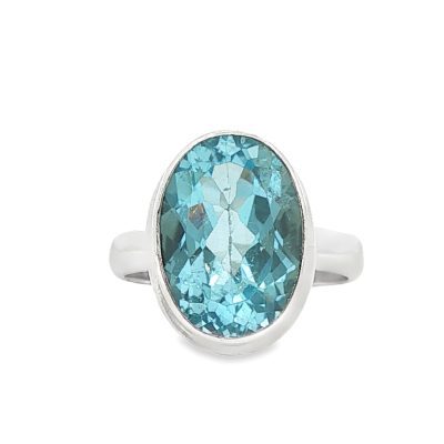 Blue Topaz Oval Ring Size L
