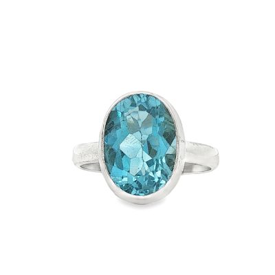 Blue Topaz Oval Ring Size S