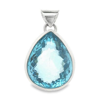 Blue Topaz Large Pear Drop Pendant 22.2g