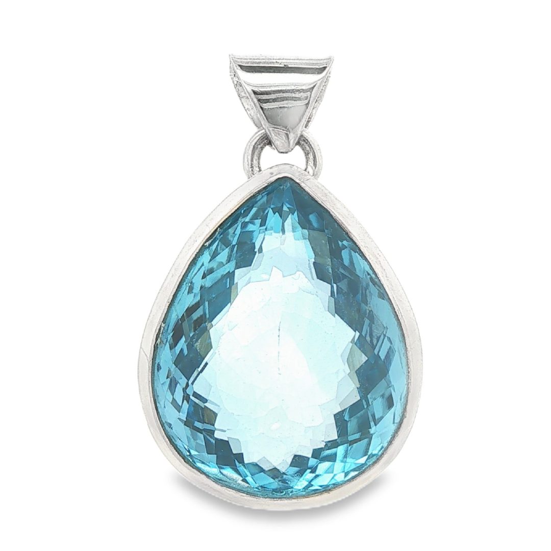 Blue Topaz Large Pear Drop Pendant 22.2g