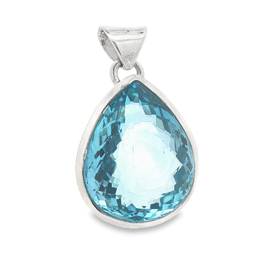 Blue Topaz Large Pear Drop Pendant 22.2g - Image 2