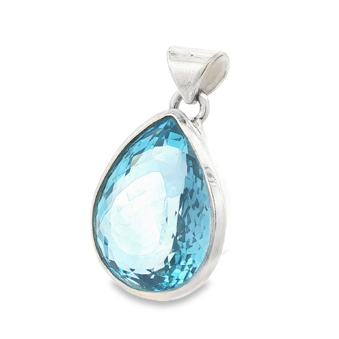 Blue Topaz Large Pear Drop Pendant 22.2g - Image 3