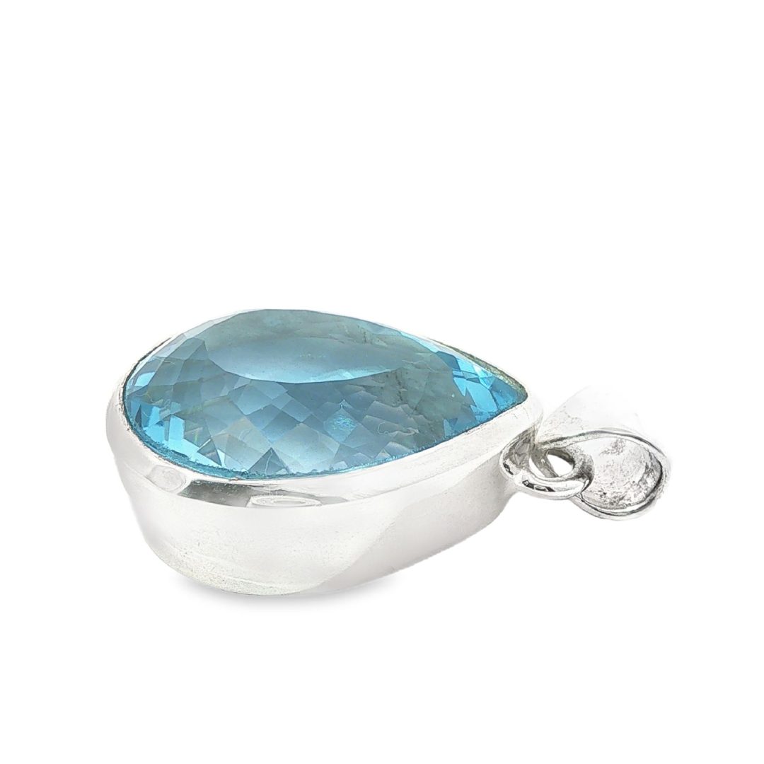 Blue Topaz Large Pear Drop Pendant 22.2g - Image 4
