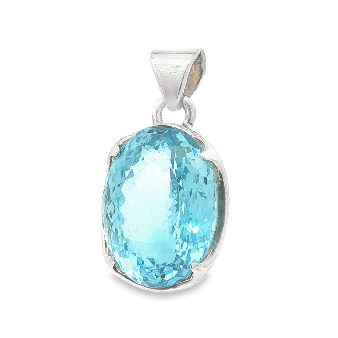 Blue Topaz Oval Claw Set Pendant 14.3g - Image 3