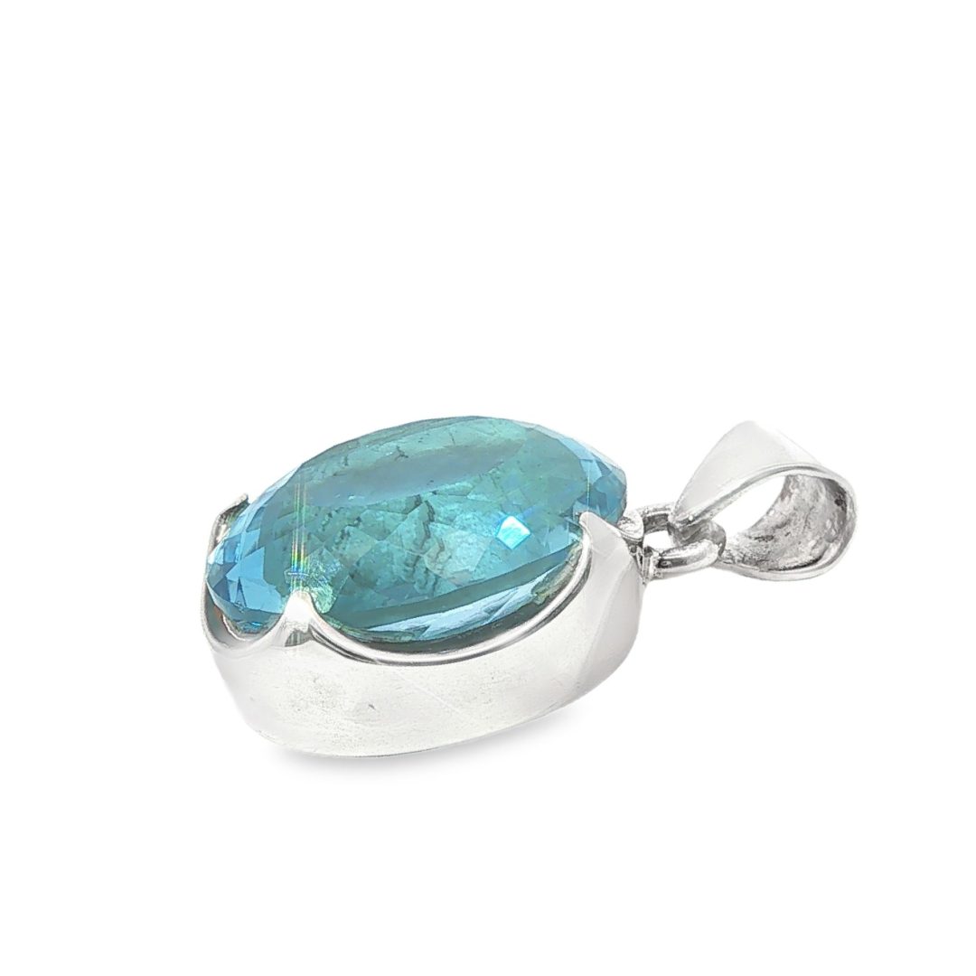 Blue Topaz Oval Claw Set Pendant 14.3g - Image 4