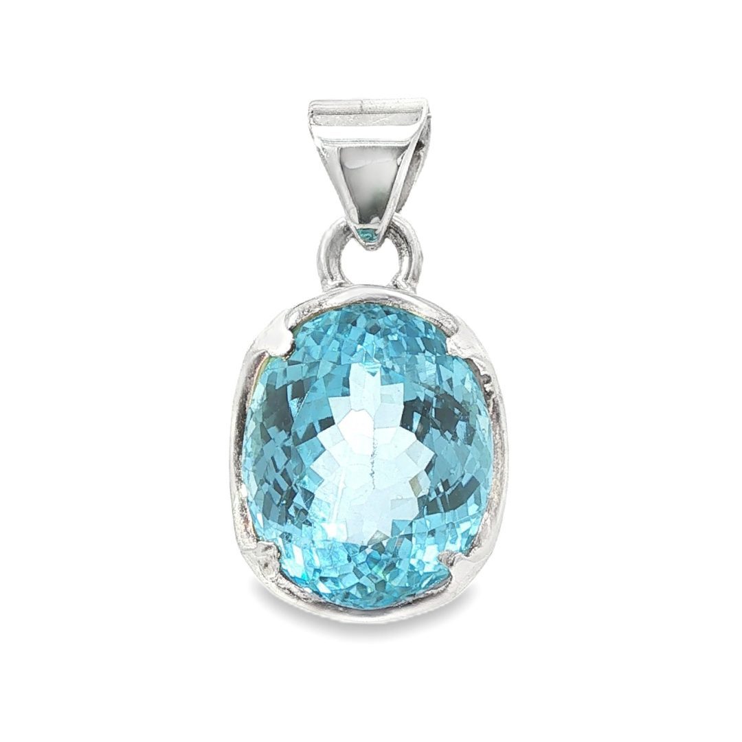 Blue Topaz Oval Claw Set Pendant 11.8g