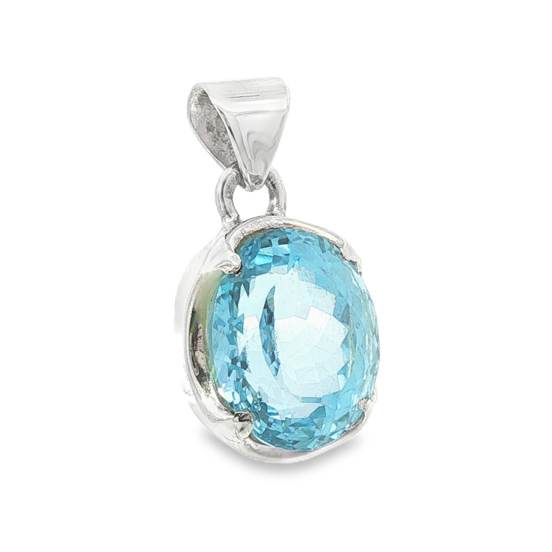 Blue Topaz Oval Claw Set Pendant 11.8g - Image 2