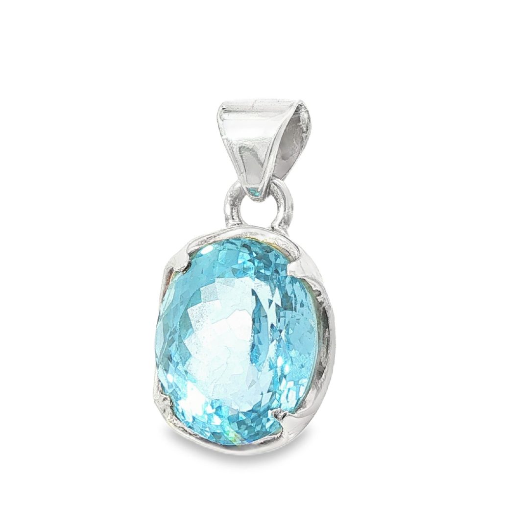 Blue Topaz Oval Claw Set Pendant 11.8g - Image 3