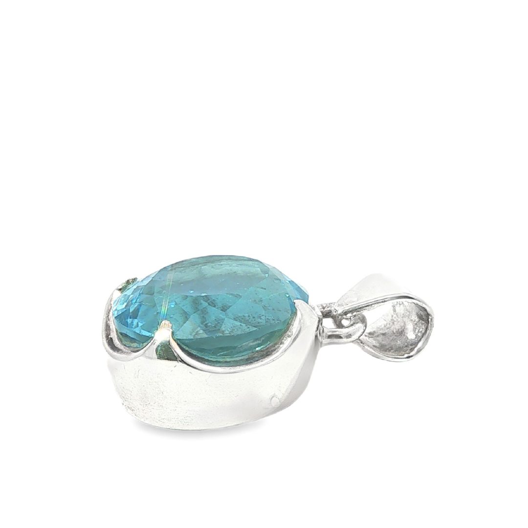 Blue Topaz Oval Claw Set Pendant 11.8g - Image 4