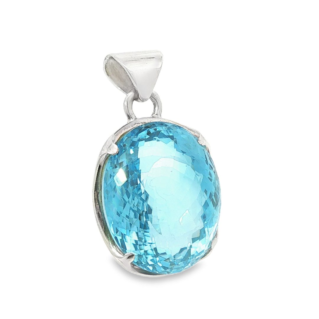 Blue Topaz Oval Claw Set Pendant 20.5g - Image 2