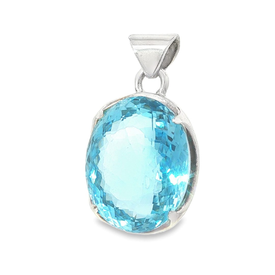 Blue Topaz Oval Claw Set Pendant 20.5g - Image 3