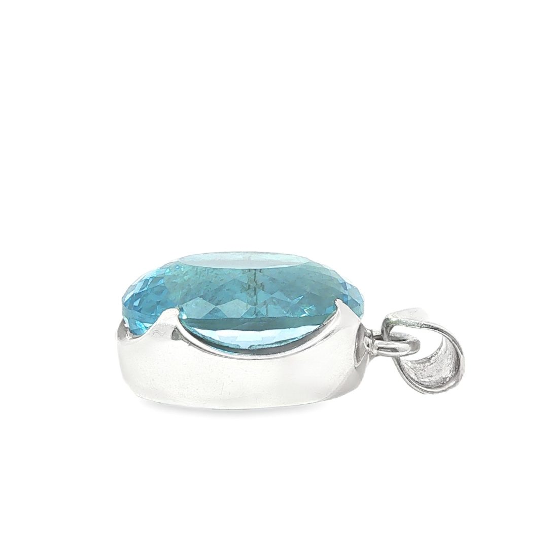 Blue Topaz Oval Claw Set Pendant 20.5g - Image 4