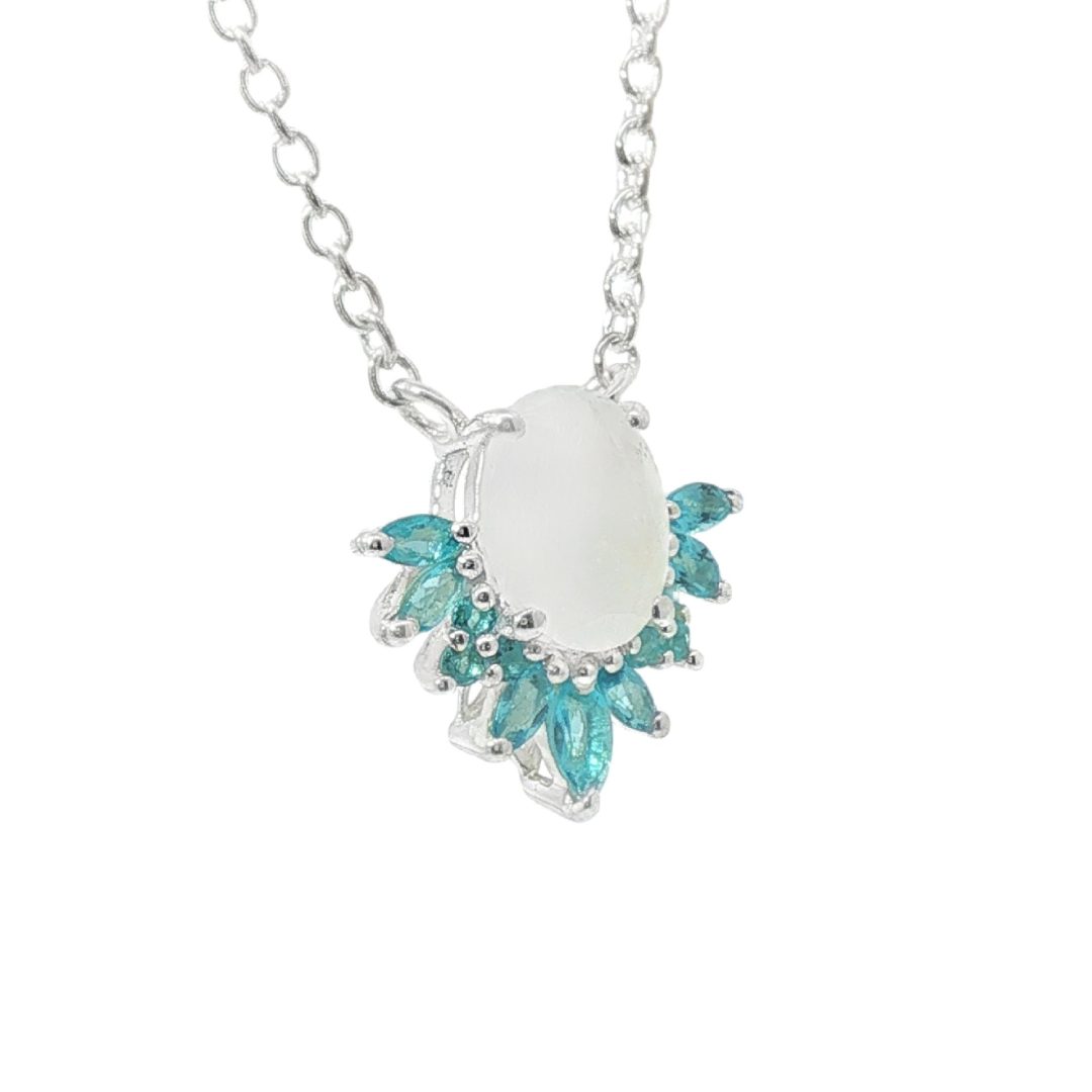 Blue Topaz & Moonstone Necklace 4.3g - Image 2