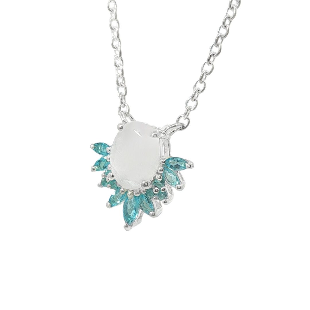 Blue Topaz & Moonstone Necklace 4.3g - Image 3