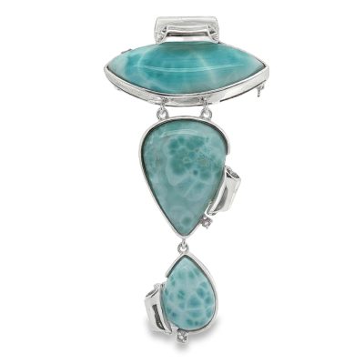 Larimar & Sapphire Large Multi-Stone Pendant/Brooch 43g