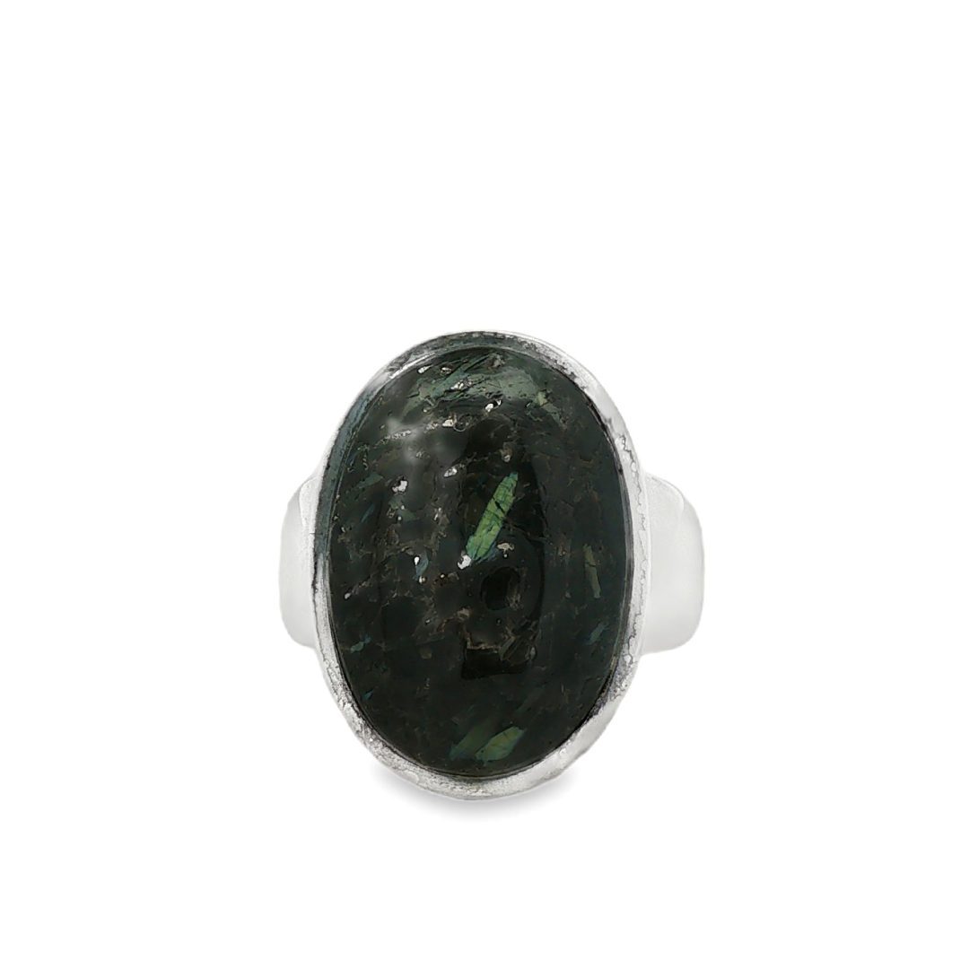 Nuummite Oval Ring Size O