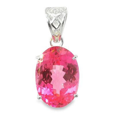 Padparadscha Sapphire Faceted Oval Cut Pendant 4.3g