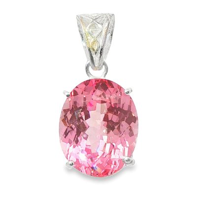 Padparadscha Sapphire Faceted Oval Cut Pendant 4.6g